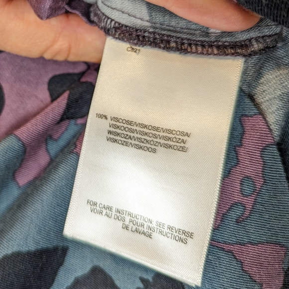 2/$20 Mexx Midi Dress Purple Teal Floral Cap Sleeve Small Viscose Semi-forml - Picture 6 of 8